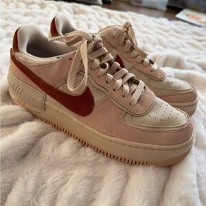 Nike Air Force 1 Shadow Suede Sneakers Neutral Blush Tan | Women’s 9.5